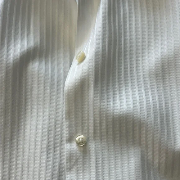 Elegant White Striped Women's Button Down Shirt - Picture 3 of 4